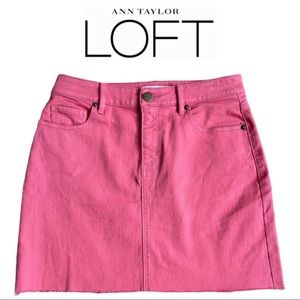 LOFT jean skirt cutoff coral raw hem like new Size 2